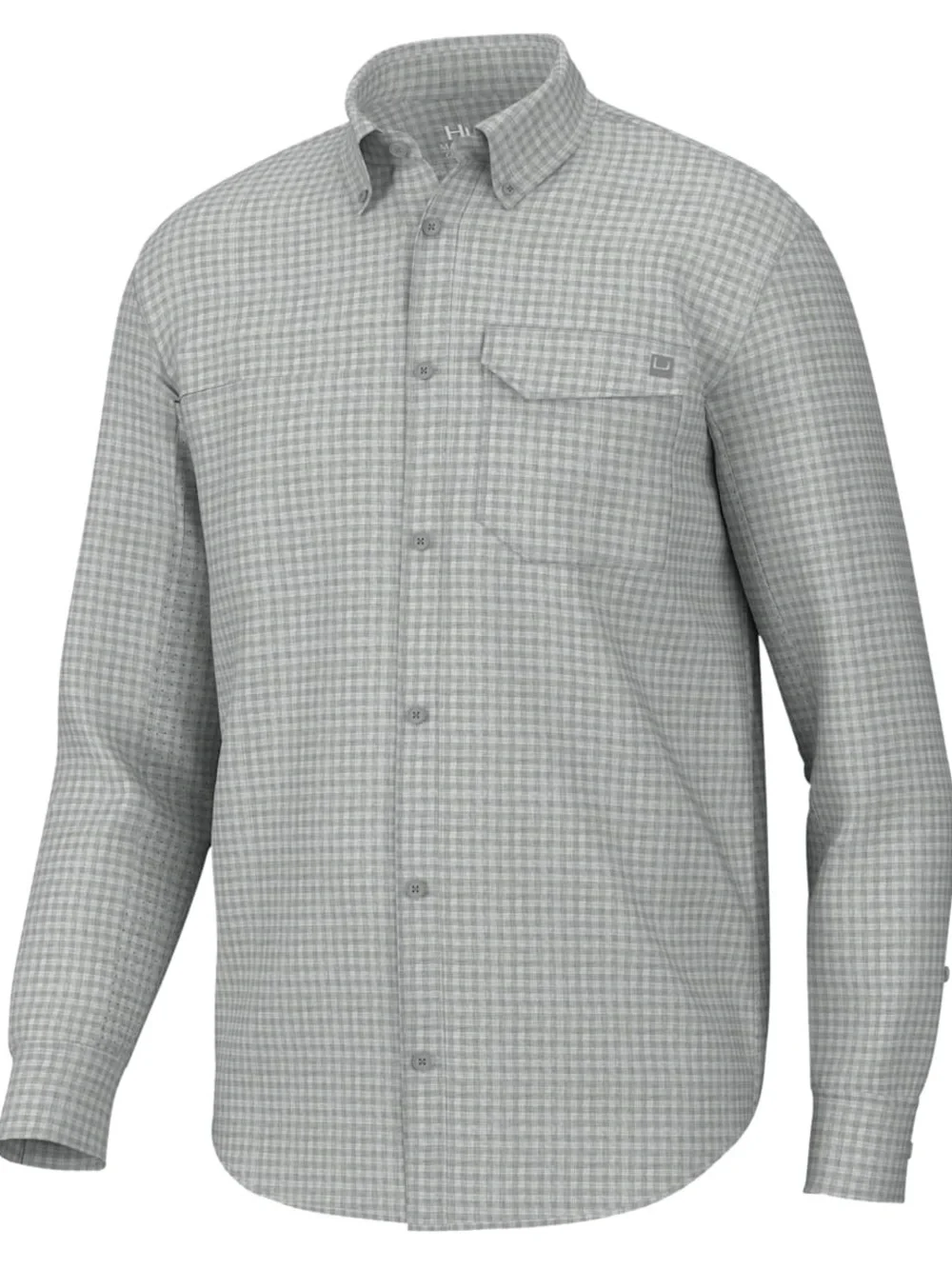 Huk Men's Gray Houndstooth Button-Down Shirt - Picture 1 of 4